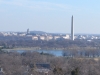 Blick auf Washington DC von der JFK-Grabstaette (Links das Lincoln Memorial, in der Mitte das Washington Monument und Rechts das Kapitol)